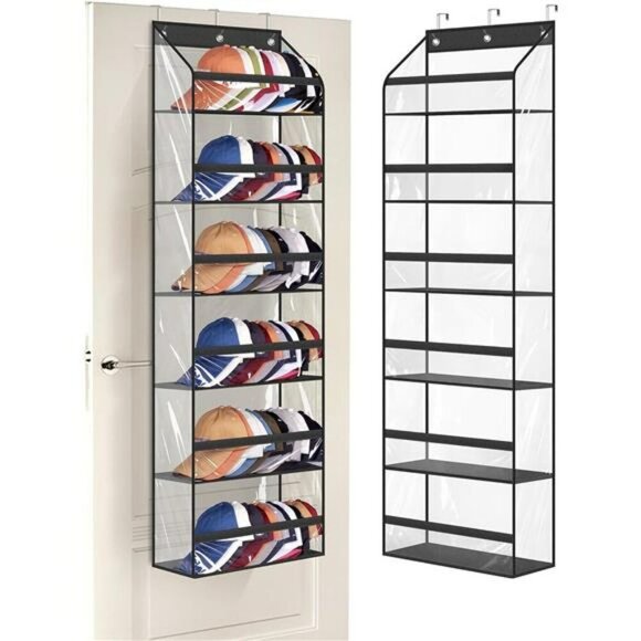 Over The Door Hat Rack Organizer Holds 72 Baseball Caps Closet Wall Storage - Picture 1 of 7